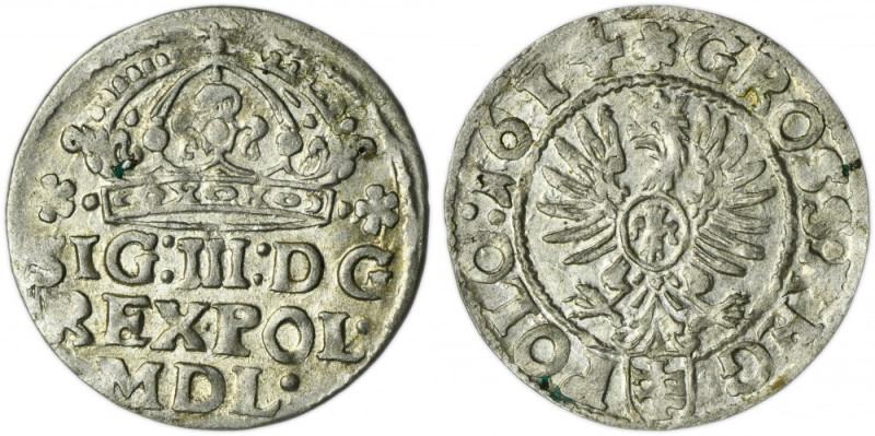 Sigismund III Vasa, Groschen Krakau 1614 Variety with date 1614. Mint luster on ...