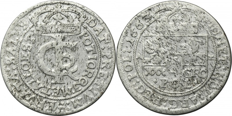 John II Casimir, Tymf Krakau 1663 AT Variety with ending of the obverse legend S...