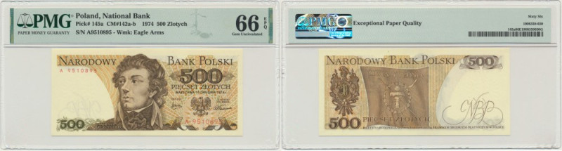 500 złotych 1974 - A - PMG 66 EPQ Lubiana i poszukiwana pierwsza seria A.&nbsp; ...