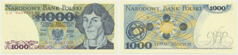 1.000 złotych 1979 - CH - &nbsp; Banknot bez śladów obiegu.
Reference: Miłczak ...