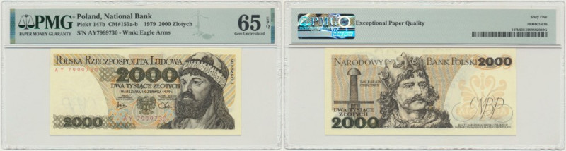 2.000 złotych 1979 - AY - PMG 65 EPQ - rzadsza &nbsp; Odmiana dwuliterowa. Rzadk...