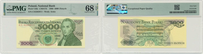 5.000 złotych 1988 - CS - PMG 68 EPQ Banknot opatrzony certyfikatem PMG z oceną ...