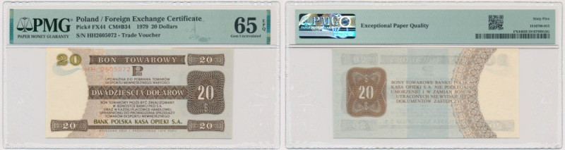 Pewex, 20 dolarów 1979 - HH - PMG 65 EPQ Banknot opatrzony certyfikatem PMG z oc...