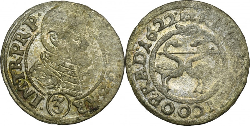 Silesia, Duchy of Oppeln-Ratibor, Gabriel Bethlen, 3 Kreuzer Oppeln 1622 BZ - VE...