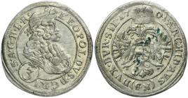 Silesia, Habsburg rule, Leopold I, 3 Kreuzer Oppeln 1701 FN