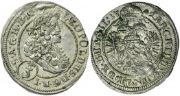 Silesia, Habsburg rule, Leopold I, 3 Kreuzer Oppeln 1702 FN