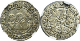 Silesia, Duchy of Liegnitz-Brieg-Wohlau, Georg III, Ludwig IV, Christian, 1 Kreuzer Brieg 1651 - VERY RARE - NGC VF35 R7+