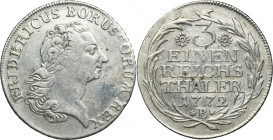 Silesia, Prussian rule, Friedrich II, 1/3 Thaler Breslau 1772 B