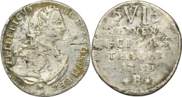 Silesia, Prussian rule, Friedrich II, 1/6 Thaler Breslau 1750 B - RARE