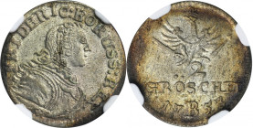 Silesia, Prussian rule, Friedrich II, 2 Gröschel Breslau 1753 B - NGC MS61 MAX - JEDYNY