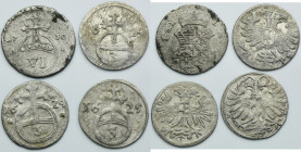 Set, Duchy of Sachsen-Eisenach and Silesia, Habsburg rule, Gröschel and 6 Pfennigs (4 pcs.)