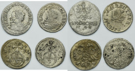 Set, Silesia, Habsburg rule and Silesia, Prussian rule, Gröschel, 2 Gröschel and 1 Kreuzer (4 pcs.)