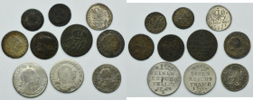 Set, Silesia, Prussian rule, Friedrich II and Friedrich Wilhelm II, 1/2 Kreuzer, 1 Kreuzer, 2 Groschen, 3 Groschen and 1/12 Thaler (10 pcs.)
