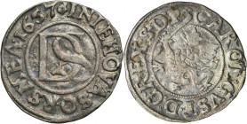 Western Pomerania under Swedish rule, Karl X Gustav, Doppelschilling Stettin 1657 R4