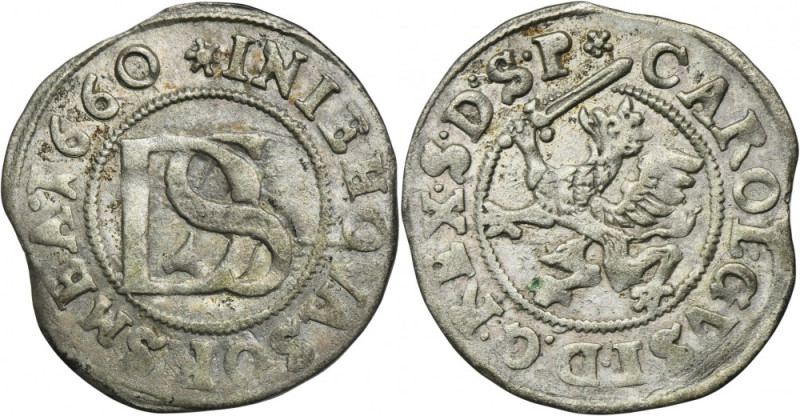 Western Pomerania under Swedish rule, Karl X Gustav, Doppelschilling Stettin 166...