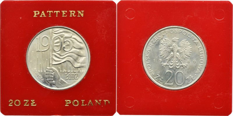 PRÓBA, 20 złotych 1980 - Łódź - 1905 Nakład 10.000 sztuk. Moneta w oryginalnym c...