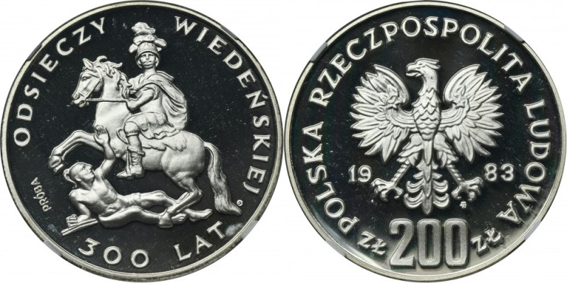 PRÓBA, 200 złotych 1983 300 lat Odsieczy Wiedeńskiej - NGC PF69 ULTRA CAMEO Emis...