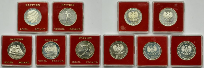 Zestaw, PRÓBY PRL, 100-1.000 złotych 1976-1987 (4 szt.) Zestaw pięciu monet prób...