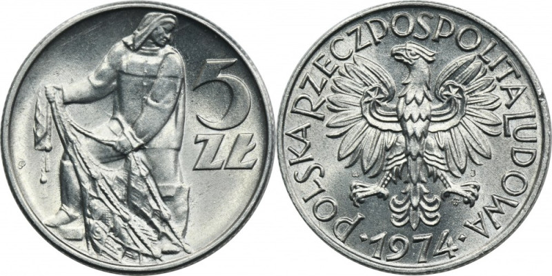 5 złotych 1974 Rybak - słoneczko i trawka Destrukt potocznie zwanym 'słoneczkiem...