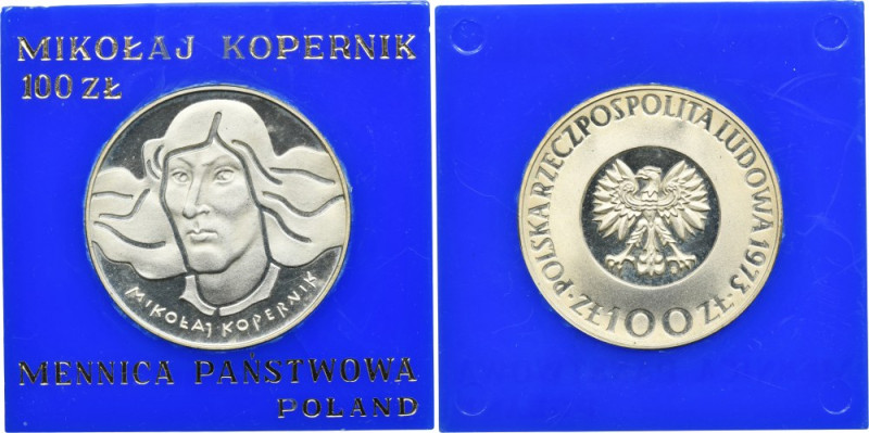 100 złotych 1974 Mikołaj Kopernik Moneta wybita stemplem lustrzanym z widocznymi...