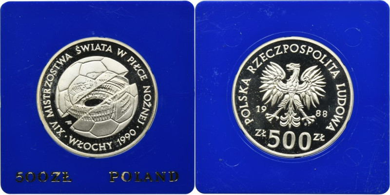 500 złotych 1988 XIV Mistrzostwa Świata w Piłce Nożnej Włochy 1990 Moneta wybita...