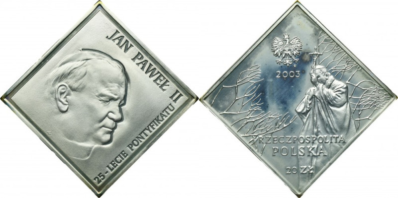 20 złotych 2003 Jan Paweł II Moneta wybita stemplem lustrzanym.
 Nakład 83.000 ...