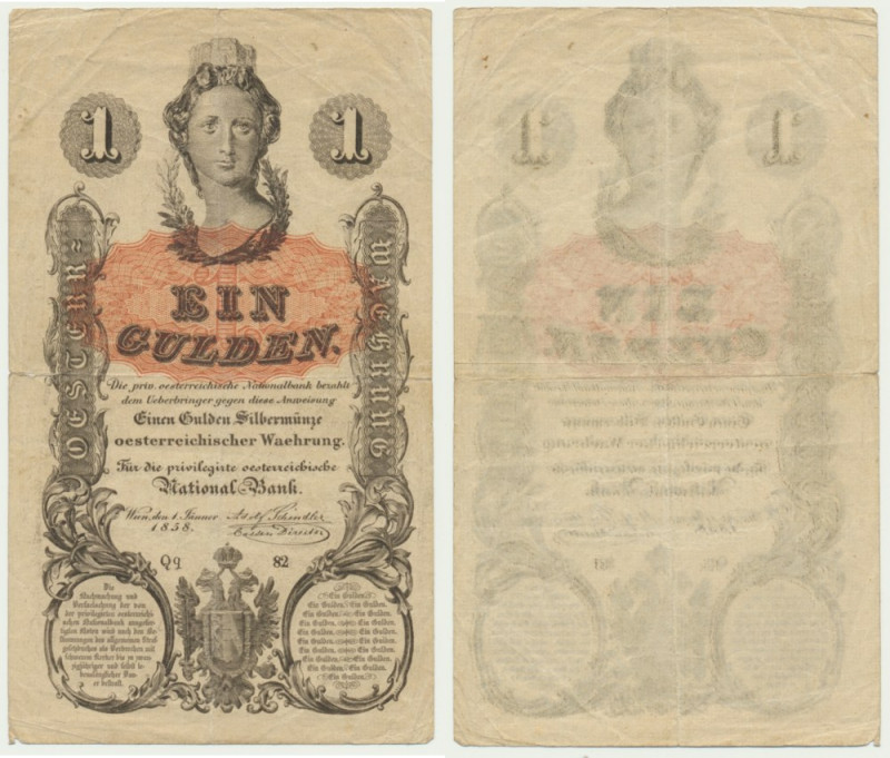 Austria, 1 Gulden 1858 Never washed or pressed.&nbsp;
 Egzemplarz naturalny.
R...