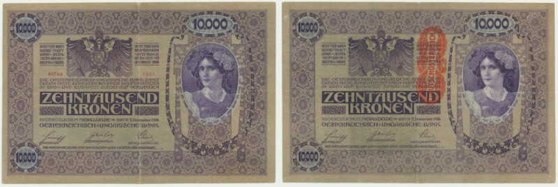 Austria, 10.000 Kronen 1918 Pressed.&nbsp; Tape on the bottom margin.&nbsp; Rozp...