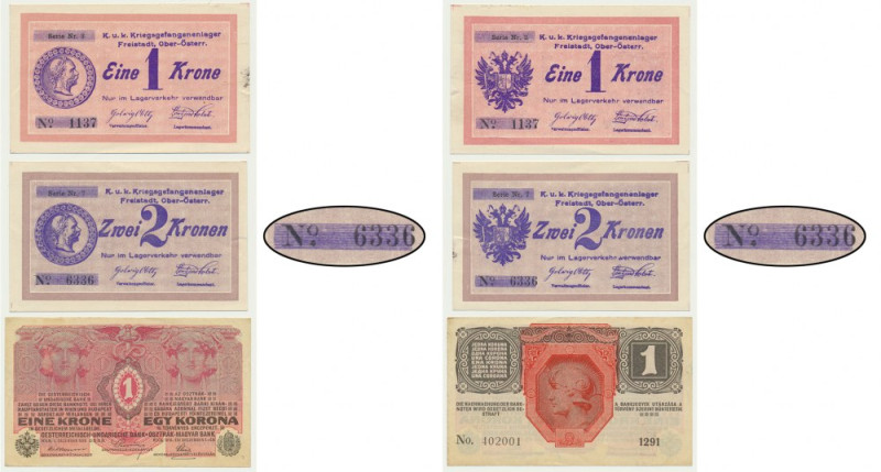 Austria, set 1-2 Kronen 1916-19 (3 pcs.) - radar serial number Austria