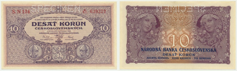 Czechoslovakia, 10 Korun, 1927 - SPECIMEN - Imperfections around corners that do...