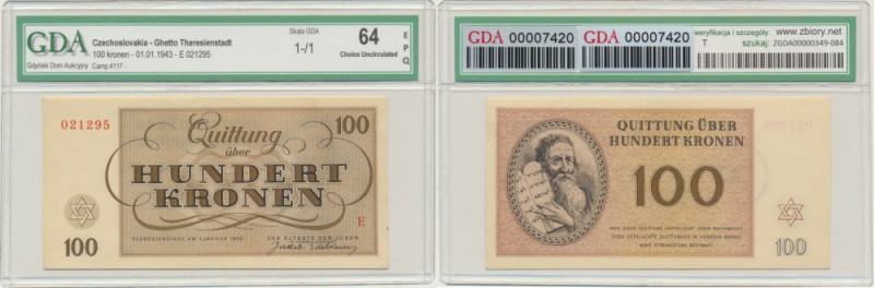 Czechoslovakia (Theresienstadt Ghetto), 100 Kronen 1943 - GDA 64 EPQ Uncirculate...