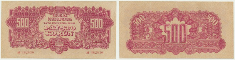 Czechoslovakia, 500 Korun 1944 Extremely fine piece. One strong fold through the...