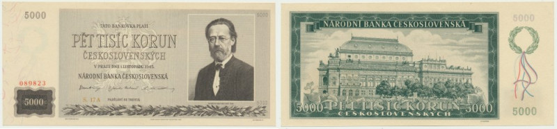 Czechoslovakia, 1.000 Korun 1945 Imperfections around corners that do not affect...