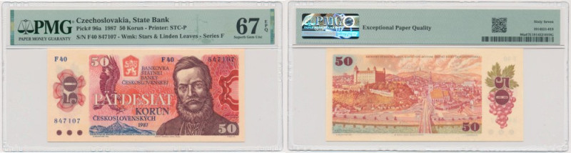 Czechoslovakia, 50 Korun 1987 - PMG 67 EPQ Very attractive banknote graded 67 Ex...