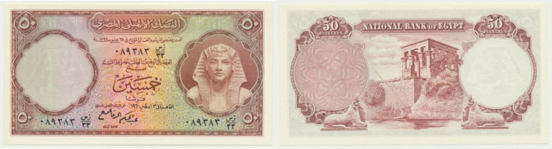 Egypt, 50 Piastres 1960 Uncirculated.
 Emisyjny stan zachowania.
Reference: Pi...