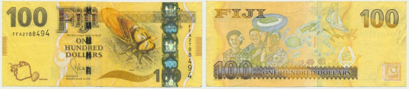 Fiji, 100 Dollars 2012 Never washed or pressed.
 Egzemplarz naturalny.
Referen...