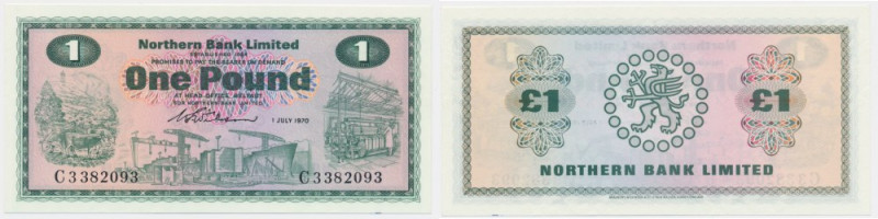 Northern Ireland, 1 Pound 1970 Uncirculated note with no signs of circulation.
...