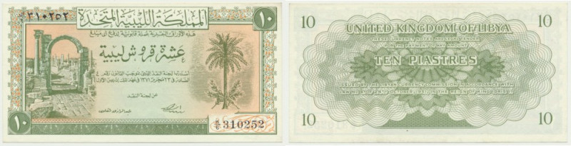 Libya, 10 Piastres 1951 Uncirculated.
 Emisyjny stan zachowania.
Reference: Pi...