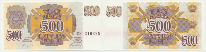 Latvia, 500 Rublu 1992 Uncirculated. Emisyjny stan zachowania.&nbsp; Reference: ...