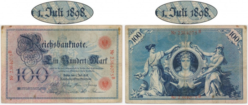 Germany, 100 Mark 1898 Never washed or pressed. Better date.&nbsp; Rzadszy, wcze...