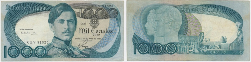 Portugal, 1.000 Escudos 1968 Never washed or pressed.
 Egzemplarz naturalny.
R...