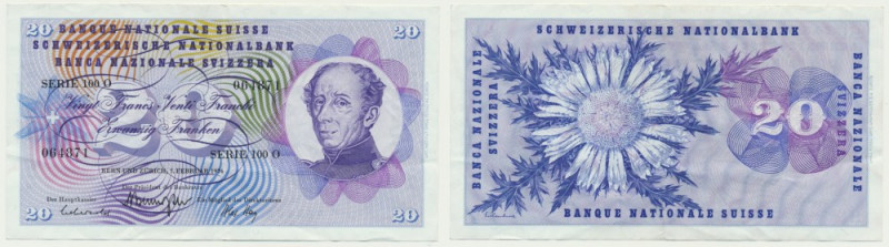 Switzerland, 20 Francs 1974 Cirsp note with beautifull original sheen.
 Egzempl...