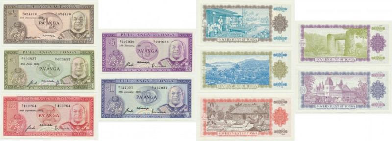 Tonga, set 1/2 - 5 Pa'anga 1997-84 (5 pcs.) Attractive, mostly uncirculated note...