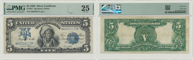 USA, Silver Certificate, 5 Dollars 1899 - Speelman & White - PMG 25 Signatures&n...