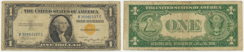 USA, Yellow Seal North Africa Silver Certificate, 1 Dollar 1935 - A - Julian & M...