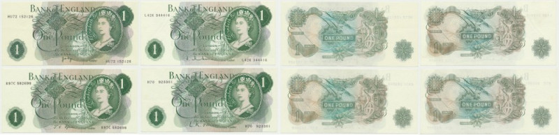 Great Britain, 1 Pound (1960-78)(4 pcs.) Set of signatures.&nbsp; Dents.&nbsp; F...