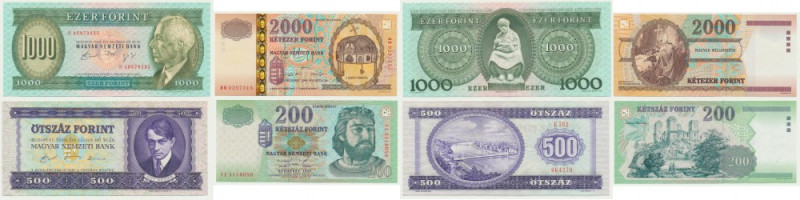 Hungary, set 200-2.000 Forints 1998-2000 (4 pcs.) Mostly uncirculated. Viewing r...