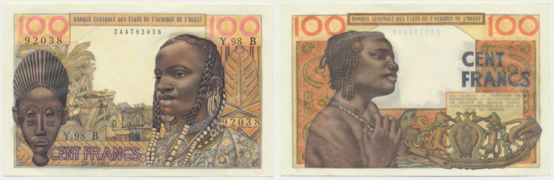 West African States, Benin, 100 Francs 1961 Uncirculated.
 Cirsp note with beau...