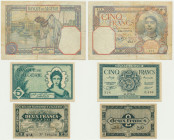 Algeria, lot 2-5 Francs 1941-44 (3 pcs.)