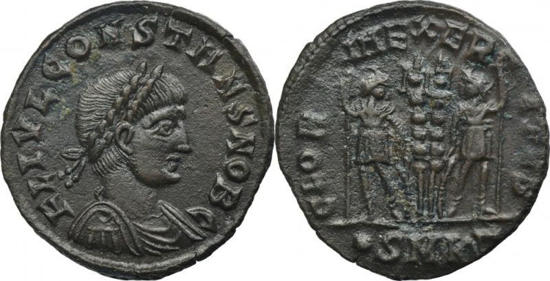 Roman Imperial, Constans, Follis - UNLISTED, •SMKΓ Very rare follis of Constans ...